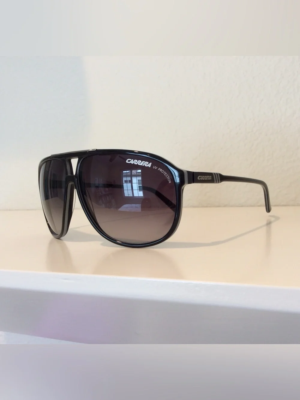 Carrera Black Aviator Sunglasses with Dark Gradient Lenses